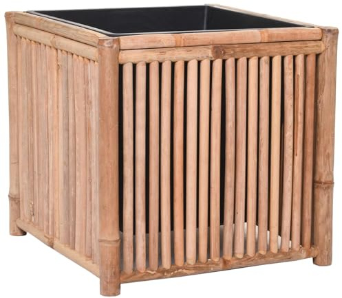 VIVANNO Jardinière en Bambou 48x48x45 cm - Jardinière décorative pour l'intérieur, Aspect Bois Naturel, Pot de Fleurs Moderne avec Insert en Plastique