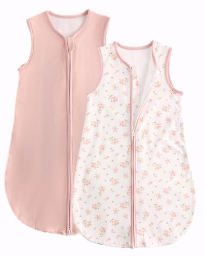 JiAmy 1.0 TOG Baby Schlafsack aus Baumwolle Rosa Blumen 18-24 Monate