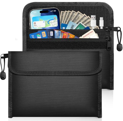 2er Pack Feuerfeste Dokumententasche (21,8 x 15cm, 6400℉), Wasserabweisend Feuerfeste Geldtasche, Feuerfeste Aufbewahrungstasche für Dokumente, Geld, Passport, Bankdatei und Bargeld