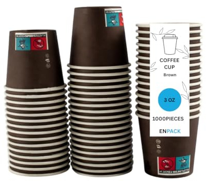 Enpack 500/1000 Espressobecher Pappe - 90ml/3oz - Einwegbecher - Hitzebeständige To Go Becher - Recycelbar Einwegbehälter für Kaffee/Shots - Getränkebecher für Espresso (500)