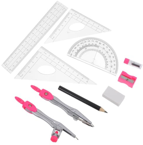 WHAMVOX Kit Compasso e Goniometro per Disegno Tecnico, Set Leggero in Plastica e Lega con Temperamatite, Strumenti Portatili per Studenti e Progettazione Architettonica