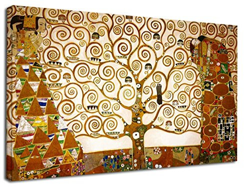 GRAFIC Bild Klimt Der Baum des Lebens - Gustav Klimt The Tree of Life Leinwanddruck auf Leinwand mit oder ohne Rahmen (BILD MIT HOLZRAHMEN, CM 130X76)