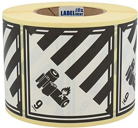Labelident Gefahrgutaufkleber 100 x 100 mm - Gefahrgutetiketten Klasse 9A - 1.000 Etiketten auf 1 Rollen, Papier schwarz-weiß