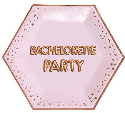 Neviti Glitz and Glamour Pink & Rose Gold-Large Plate-Bachelorette Party Assiette en carton, 774410, 27 x 0.5 x 27