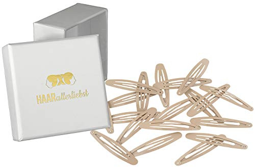 Hårallerkärlek hårspännen oval för barn och kvinnor – 20 stycken i beige (6 cm) inkl. förvaringslåda vit – perfekt för normalt och tjockt hår