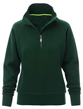 Mivaro Damen Troyer Pullover mit Reißverschluss aus Baumwollmischung - Sweatshirt mit Stehkragen und Fleecefutter - Regular Fit - elastische Bündchen - ideal für Herbst Winter Frühling Alltag Sport