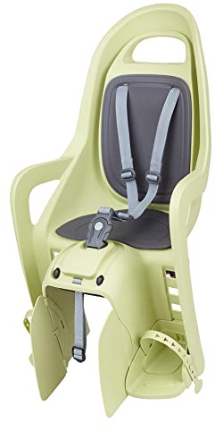 POLISPORT 8406100015 - Groovy CFS ökologischer Rücksitz für Fahrräder 26'' bis 29'' Rädern geeignet für Kinder mit Gewicht 9 bis 22 kg mit Verankerung auf dem Gepäckträger Color Hellgrün/Dunkelgrau