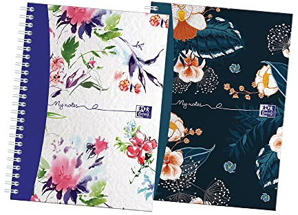 Oxford Botanics Twin Pack, A5 Hard Cover Wirebound Notebook, Ruled with Margin, 140 Pages, Scribzee Enabled