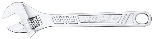 TOTAL – Rollgabelschlüssel | Mit zentralem Knopf | Blende von 0 bis 30 mm | 25cm lang | Zum Lösen von Sechskantmuttern und Schrauben | Aus Kohlenstoffstahl