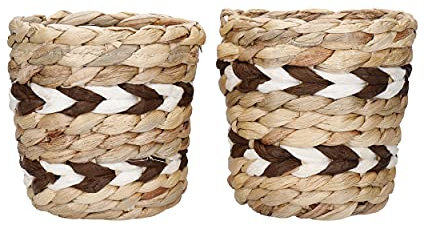 KitchenCraft - Set de 2 Pots de Fleurs en Jacinthe d'eau Tressée pour Petites Plantes d'Intérieurs, 11,5 x 11,5 x 11 cm