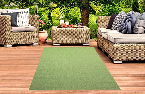 CARPETIA Outdoor Teppich Sisal-Optik Grün Pflegeleicht 120x170 cm | Pflegeleicht, schmutzabweisend, robust und seitlich gekettelt, OEKO-TEX geprüft, für Fußbodenheizung & Außenbereiche