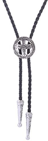 DELIGUO Bolo-Krawatte Für Herren – Western-Cowboy-Kreuz, Runder Anhänger, Vintage-Hemdkette, Herren- Und Damenanzug, Hemd-Accessoires, Smoking-Halskette Im All-Match-Stil