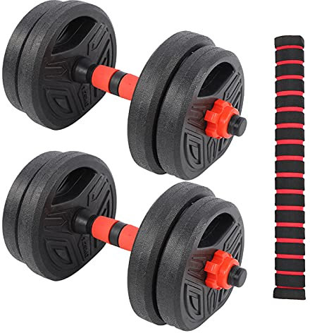 Ejoyous 2 in1 Hantelset 10 kg, Einstellbar Hantelstangen Kurzhantelset mit 40cm Verbindungsstange Rutschfestem Griff, für das Heimgym Gewichtheben Muskelkrafttraining Körpertraining