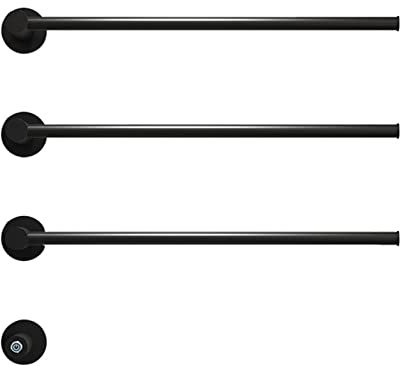 WPHH Scaldasalviette Elettrico Nero Opaco 3 Barre Portasciugamani Elettrico A Parete con Interruttore LED Radiatore Termoarredo Elettrico in Acciaio Inox 304 per Bagno, 23W