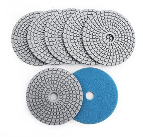 7 Stück 10,2 Cm #400 Flexible Diamant-Nasspolierpads Für Granit, Stein, Marmor, 100 Mm Schleifscheibe Mit Weißer Bindung