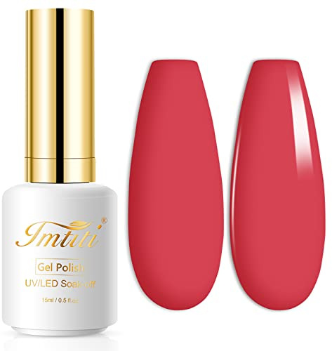 Imtiti Roter Gel Nagellack, 1 Stück 0,5 fl oz, helle Korallrot-Gel Nagellackfarbe, Soak Off Gel Polish Nagelkunst Maniküre Salon DIY Nagellampe Gel Nageldesign Weihnachtsdekoration.