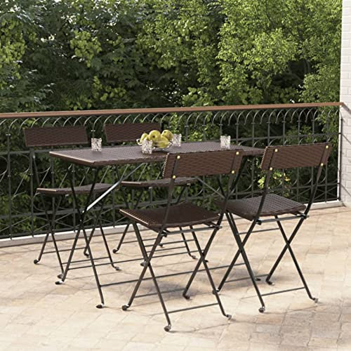 ZHOUMIN Bistrostühle 4 STK. Klappbar, Gartenstühle, Balkonstuhl, Balkon Stuhl, Garten Stühle, Terrassenstuhl, Stühle Für Draußen, Braun Poly Rattan und Stahl