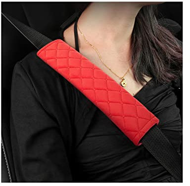 Protettore per cintura di sicurezza dell'auto, 2 pezzi Cuscinetto morbido e confortevole per cintura di sicurezza, compatibile con tutte le auto, per adulti e bambini (Rosso)