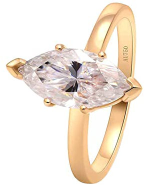 Epinki Echter Schmuck Ring Gold 585 14 Karat, Klassiker Verlobungsring mit Moissanit 3ct, Marquiseschliff, 14K Gold Pärchen Ringe Freundschaftsringe Partnerringe für Damen, Gold, Gr.60
