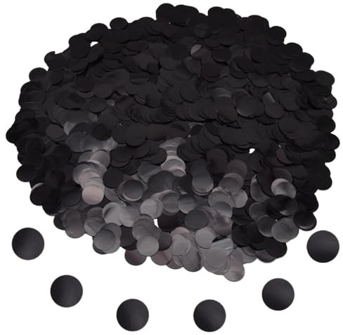 Hocansen 50g/1.76oz Runde Konfetti 15mm Tisch Papier Confetti Metallisch Folie Glitzer Konfetti Streudeko Pailletten Tischkonfetti in Hochglanz für Party Dekoration (Black/ZX-YX)