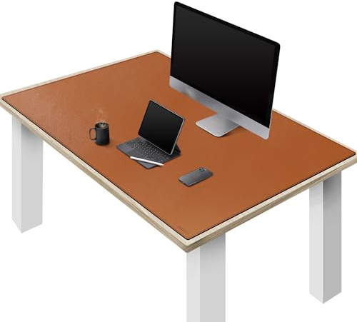 ZORESYN PU Leder Schreibtischunterlage 140 x 80 cm, Braun | Rutschfeste wasserdichte XXL Tischmatte, abwaschbarer Schreibtischschutz Großes Mauspad für Büro, Homeoffice & Heimgebrauch