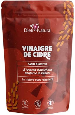 DIETI NATURA - Vinaigre De Cidre - Gélules Minceur - Favorise La Perte De Poids - Sans OGM & Sans Gluten - Fabriqué En France - 120 Gélules