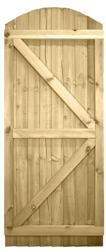 Arch Top Wooden Garden Gate, 6ft x 2.5ft Feather Edge Fully Framed Door