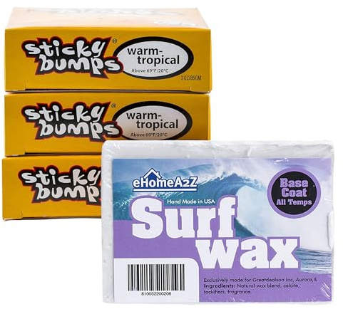 EHOMEA2Z Surfboard Wax Basecoat Bundle with Sticky Bumps Warm Tropical Surf Wax Surfboard Surfing Accessories Surfing Wax (4)