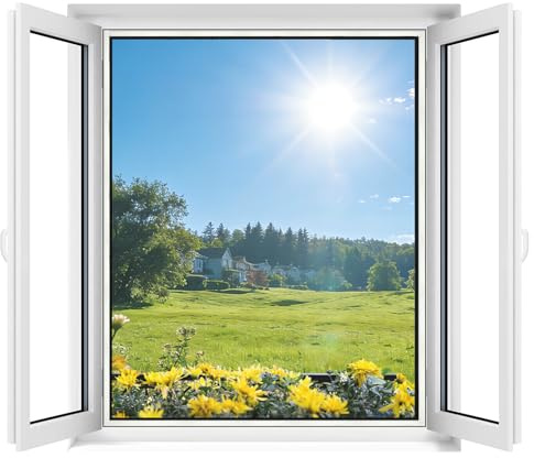 Apalus Zanzariera Universale Finestra 110x130 CM, Set 2 Pezzi – Rete Zanzariera Fissa Regolabile - CON Taglierino e Smoother per Installazione, Bianco