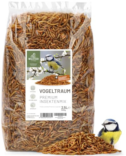 Vilda djur kärlek fågeldröm premium insektsblandning 2,5 liter I torkade mjölmaskar, insektlarver & Gamarus för fåglar I mjölmaskar torkade, fågelmat I insektsfoder för vilda fåglar, trädgårdsfåglar