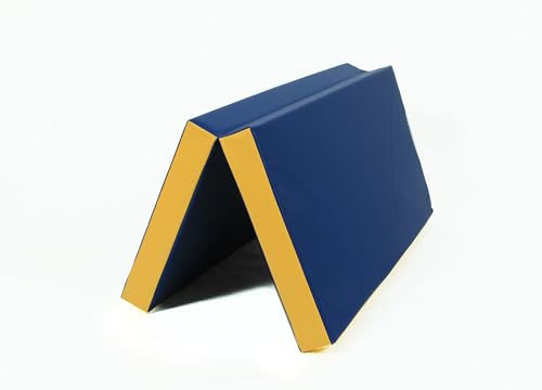 Turnmatte Klappbar 100 x 100 x 8 cm, RG-25, Gymnastikmatte, (25kg/m³), (Blau/Gelb)