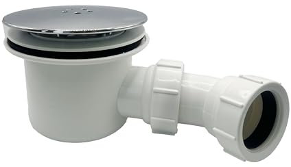 PlumbEZ Multi-Fit Chrome Shower Trap - 90mm Easy Clean Enclosure Tray Waste Trap - Shower Drain Cover Replacement, Shower Drain with Shower Trap Cover 1.1/2 Multi-fit