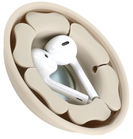 MAIRUI Wired Earbud Case Earphone Headphone Cord Organizer Earbuds Wrap Soft Silicone Magnetic Holder Storage Tangle Free Cable Winder(Beige)