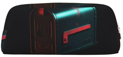 NTVOWPZO Capacity Pencil Case Large Pencil Pouch Mailbox Illustration Pencil Bag for Office Small Zipper Pouch for Pencils, Gold, One Size, Pencil Bag