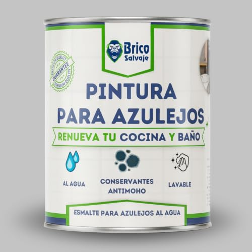 BRICOSALVAJE Vernice per piastrelle da cucina e bagno all'acqua satinata, senza primer, lavabile, elevata durezza (perla, 750 ML)