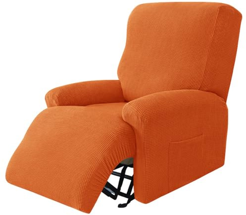 Surwin Sesselschoner für Relaxsessel mit Armlehnen, Stretchhusse für Relaxsessel Anti-Rutsch Fernsehsessel Bezug mit Taschen Sesselbezug Stretch Elastisch (1 Sitzer,12#Orange)