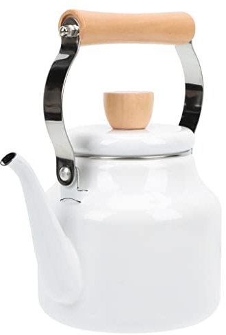 CAFIEDR Hervidor de Agua esmaltado de 1,5 L, Tetera calefactora, Estufa de café hirviendo, Tetera para Cocina de inducción, Estufa de Gas (Argento como se Muestra en la Imagen)