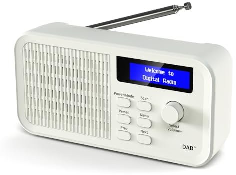 OiDiPi DAB Radio Portable, DAB+ FM Radios, Battery Powered Small Digital Radio, with LCD Display, 15 Hours Running Time, 40 Preset Stations, 3.5 mm Headphone Jack (White)