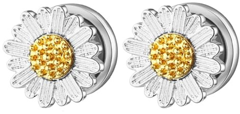Calefee Ohr Flesh Plug 8mm, Edelstahl Tunnel Schraubgewinde Gänseblümchen Piercing-Schmuck Damen Ohr-Stretching 2 Stücke