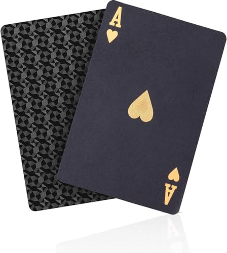 Hifireelf Plastic Playing Cards Waterproof Deck of Cards, Cool Premium Poker Card Sets, Standard Playing Card for Gift Party Game (Black Diamond)