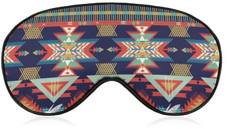 Muster (390) Neuartige bedruckte Schlafmaske mit Augenschutz, kompatibel mit dem südwestlichen Azteken- und Ureinwohnermotiv, rosa, weiche Augenbinde, Gummiband, Nacht-Augenschutz, Reise-Nickerchen fü