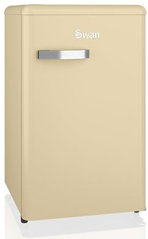SWAN SR11035CNE Retro Under Counter Fridge with 77L Fridge Capacity, 13L Freezer Capacity, 1 Glass Shelf, 3 Door Shelves, 1 Salad Drawer, E Energy Rated, Cream