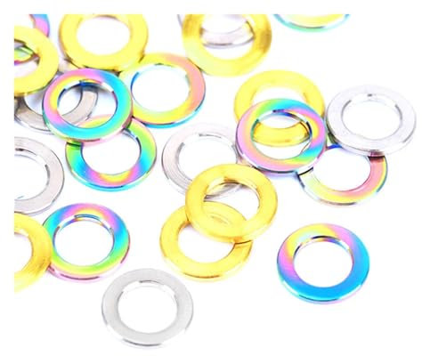 Generisch Titanlegierung Unterlegscheibe Dichtung Ti Flacher Abstandshalter for Fahrrad Radfahren Motorrad Auto Farbe Dichtung M3 M4 M5 M6 M8 M10(Rainbow,M4_5PCS)