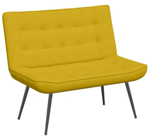 vidaXL Sitzbank Gelb 110x74x84 cm Samt, Bank, Sitzbank Wohnzimmer, Wohnzimmerbank, Eingangsbank, Esszimmerbank, Wohnzimmermöbel, Samtbank