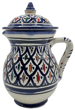 Pichet en céramique marocaine peinte à la main avec bouchon de 1 litre 2011242003 Tunisie Turquie ethnique du monde