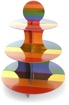 Alzata per torte arcobaleno, confezione da 3 o 3 ripiani, in cartone multicolore, decorazione per feste LGBTQ+