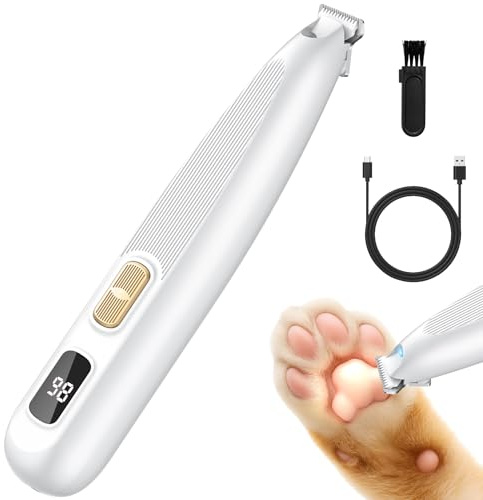 YAZEKY Tondeuse pour Pattes Chien Silencieuse, Tondeuse pour Pattes Chien Chat Professionnelle avec Lumière LED, Toilettage pour Animaux Rechargeable par USB pour Patte, Yeux, Oreilles, Visage, Corps