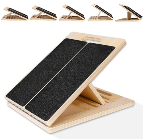 Wadendehner aus Holz Wadendehner aus Holz Einstellbares & Rutschfestes Schrägbrett Wadentrainer Wadenstrecker Kniebeugen Keil für Alle Altersgruppen Rutschfestes Balance Board für Erwachsene