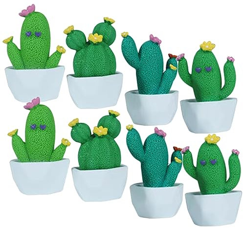 PAMINGONO 8pièces Cactus Miniature Résine Décoration De Plantes Artificielles Figurines De Cactus pour Bureau Et Étagère