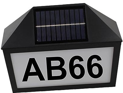NULYLU Solar House Number Sign Lamp Decorative Address Light for Outdoor Use Energy Saving LED Unique Design for Wall and Garden Durable Solar Powered Illumination Weather Resistant